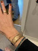 Antique gold bangle with heavy engraving and clasp. Personal initials inside. Hu