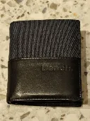Bench Geldbörse halbseitig schwarzes Leder und dunkelblauer Stoff. ING Visa, Per