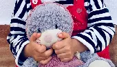 Gipsy brand plush cat with pink hood, 30 cm high