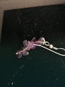 Purple stone cluster earring with small striped beads between each stone dropped