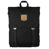 Fjallravel Small Black Rucksack with groceries, books, stationery, keep cup and 