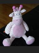 Suffed pink and white striped giraffe, about 17 inches tall made by Manhattan to