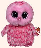 We don’t have a picture of the owl plush, but it was a beanie boo named Pinky, m