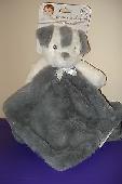 Gray and white bear blanket.