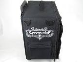 A black battle foam case with privateer press on the front. filled with foam tra