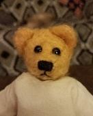 Lost mary meyer mohair teddy named Mortimer. Wearing blue swim trunk. Only 6" ta