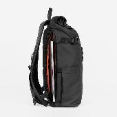 - Stubble and Co black backpack with roll top. - HP ZBook Laptop. - Pink metal b