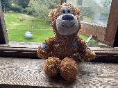 Kong Wild Knots cuddly toy / bear / monkey. 10" tall. Ginger fur with 5 patchwor