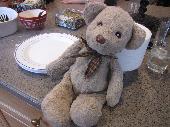 This is Tinky, my daughter's teddy bear I gave her in 2004. While celebrating he