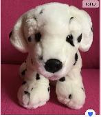 Cuddly Dalmatian Toy, Black and White, floppy neck, chipped eyes, well loved, 19