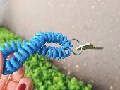 Found Banham key on a blue plastic coil at 10am near North gates besides Craven 