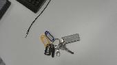 Bunch of keys - Grey Cazoo Leather Key ring. Blue and Yellow tags. key fob for b