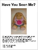 A Build A Bear Bunny Rabbit wearing a smiley pink t-shirt and a rainbow tutu ski