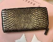 I lost my wallet - brown/ black snake print effect/ rectangular with gold zip -