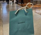 Tiffany's necklace in a small blue Tiffany's-branded pouch in a small Selfridges