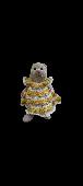 Teddy bear with white/cream face and looks like she is wearing pienk clothing. S