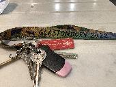 Set of keys on a Glastonbury 2022 lanyard